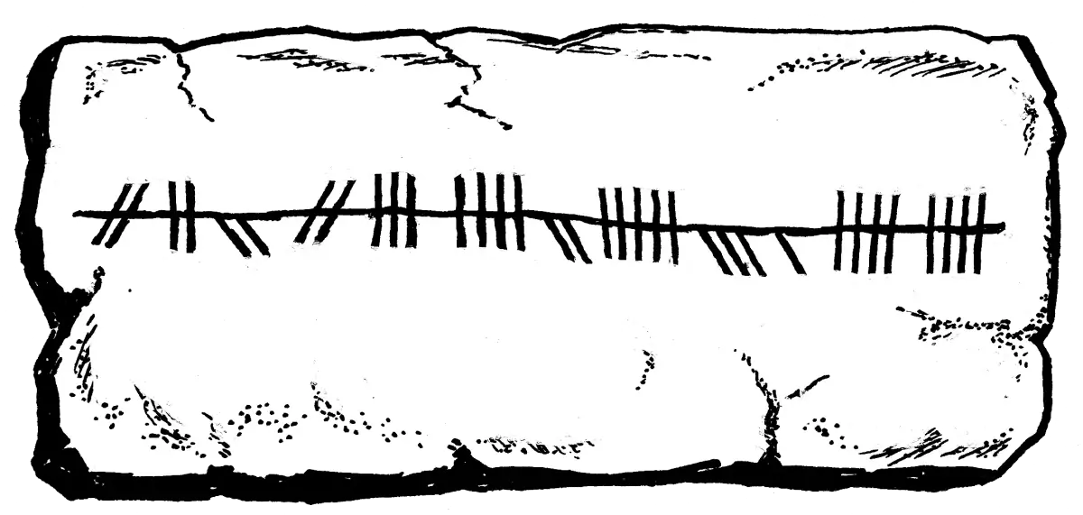Ogham inscription carved on a standing stone