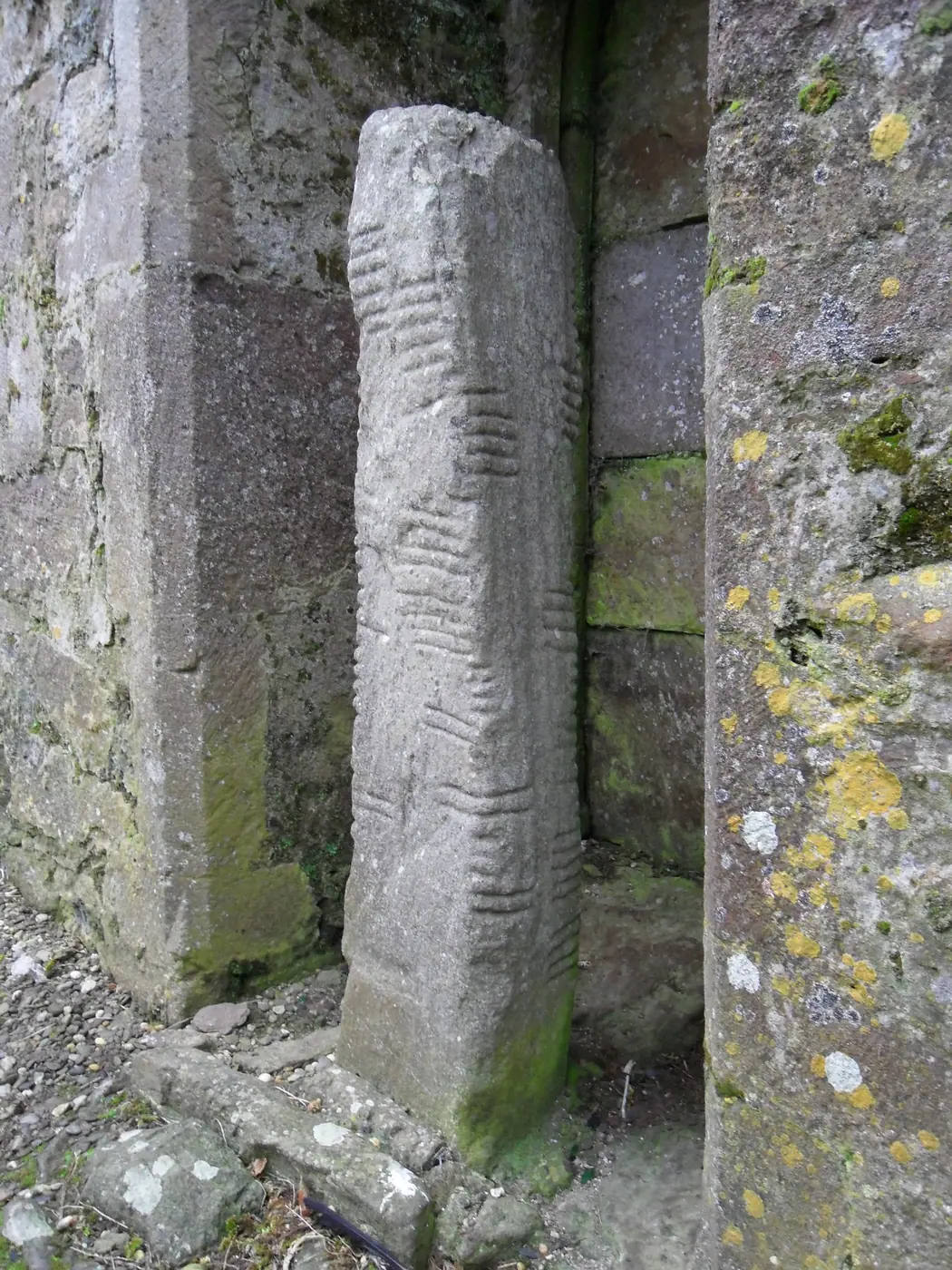 Ardmore Ogham stone displayed in the cathedral ruins, Co. Waterford