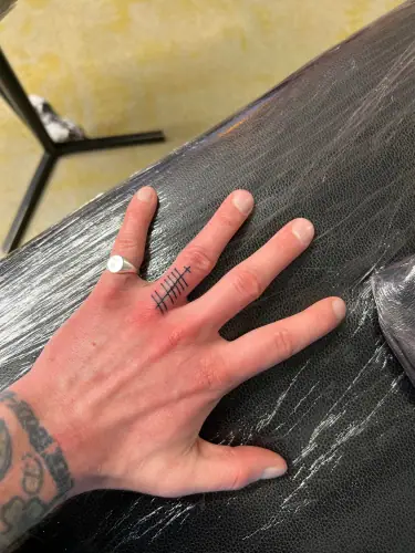 Ogham tattoo —  on finger