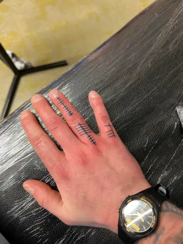 Ogham tattoo —  on finger